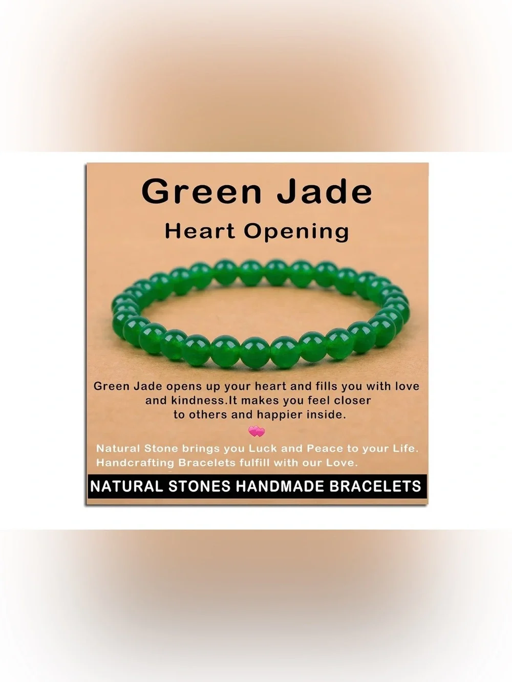 #2942*Unisex’s AD Green Jade (6 mm) Handmade Beaded Bracelet - Natural Stone